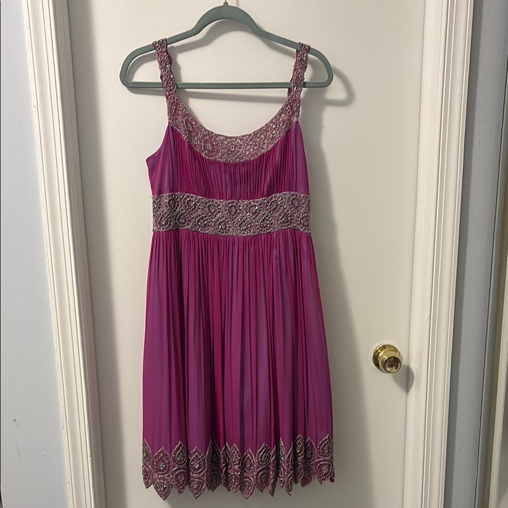Adrianna Papell Turquoise and Pink Dress